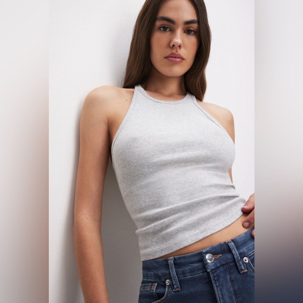 GOOD AMERICAN MICRO RIB CREWNECK TANK